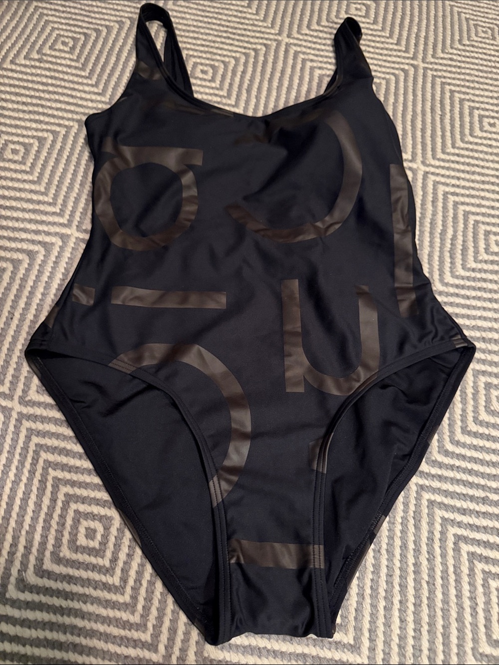 Calvin Klein Black Logo One-Piece Swim Bodysuit